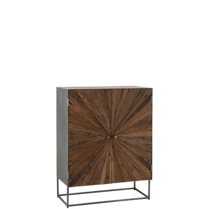 J-Line Kast Shanil 2 deuren hout/ijzer naturel/grijs-Opbergkasten-J-Line