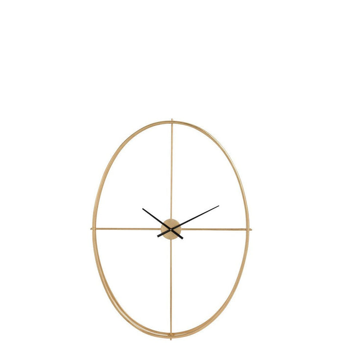 J-Line Klok Ovaal metaal goud large-Klokken-J-Line