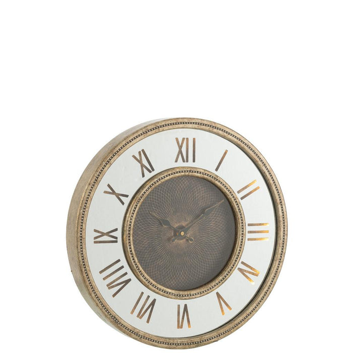 J-Line Klok Romeinse cijfers led spiegel mdf antiek goud large-Klokken-J-Line