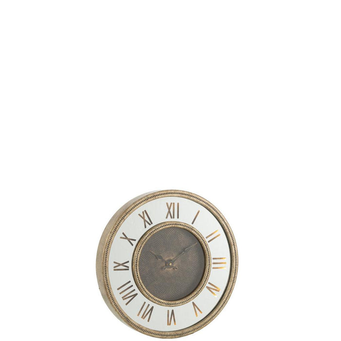 J-Line Klok Romeinse cijfers spiegel mdf antiek goud small-Klokken-J-Line