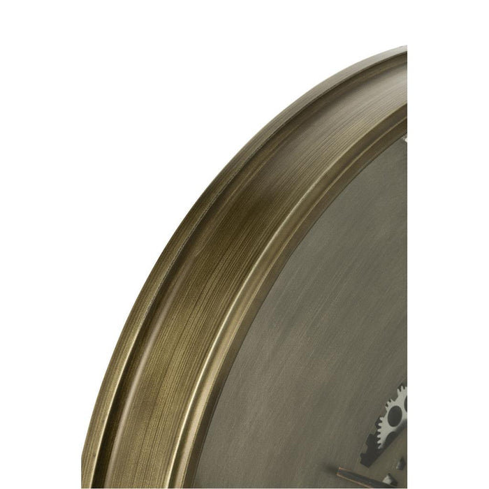 J-Line Klok Rond 4 romeinse cijfers tandwielen metaal antiek koper-Klokken-J-Line