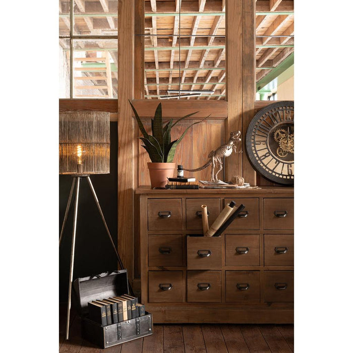 J-Line Klok Rond radars binnenwerk spiegel antiek zwart/goud-Klokken-J-Line