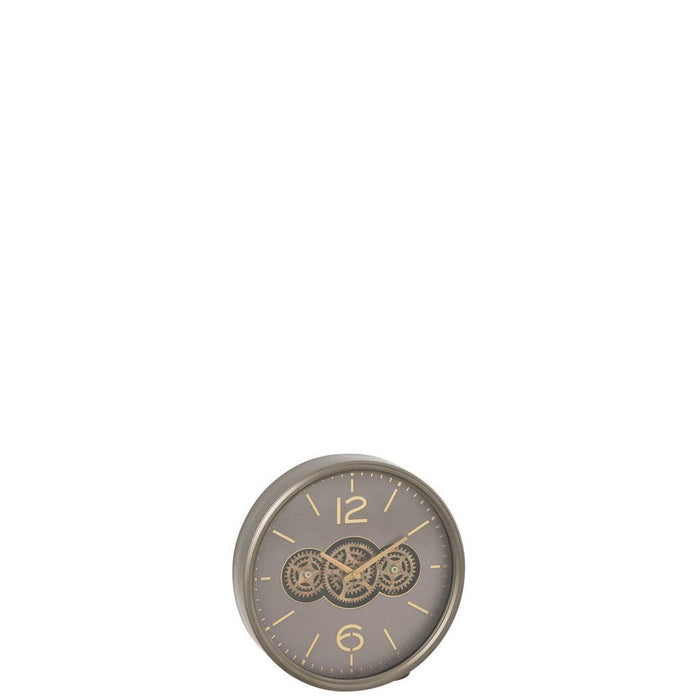 J-Line Klok Tandwiel mdf grijs/goud small-Klokken-J-Line