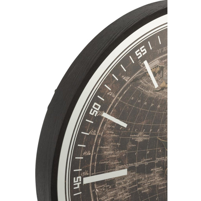 J-Line Klok Wereldkaart mdf antiek goud/zwart large-Klokken-J-Line