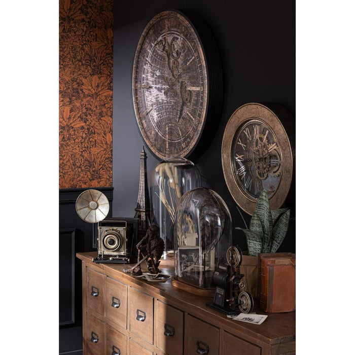 J-Line Klok Wereldkaart mdf antiek goud/zwart large-Klokken-J-Line