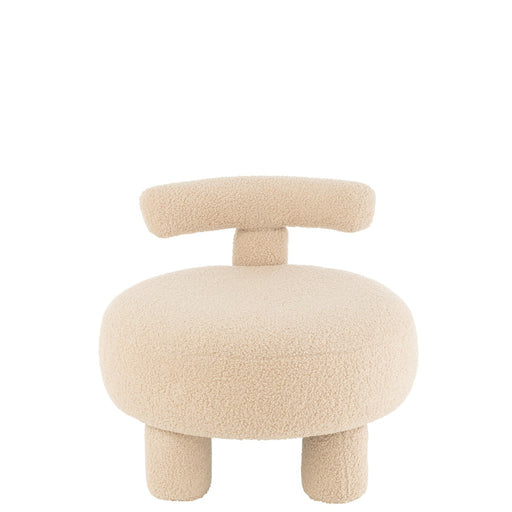 J-Line Kruk Rond met rugleuning bouclé warm beige-Krukken-J-Line