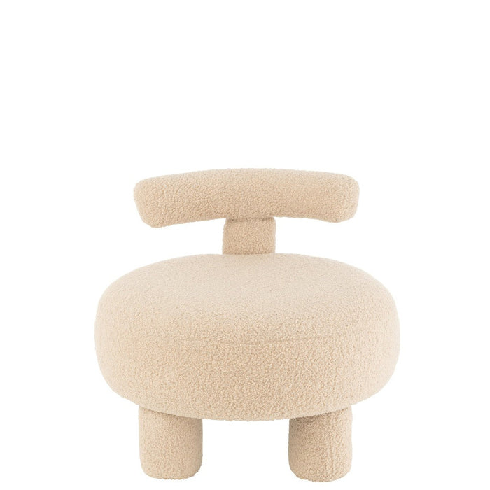 J-Line Kruk Rond met rugleuning bouclé warm beige-Krukken-J-Line