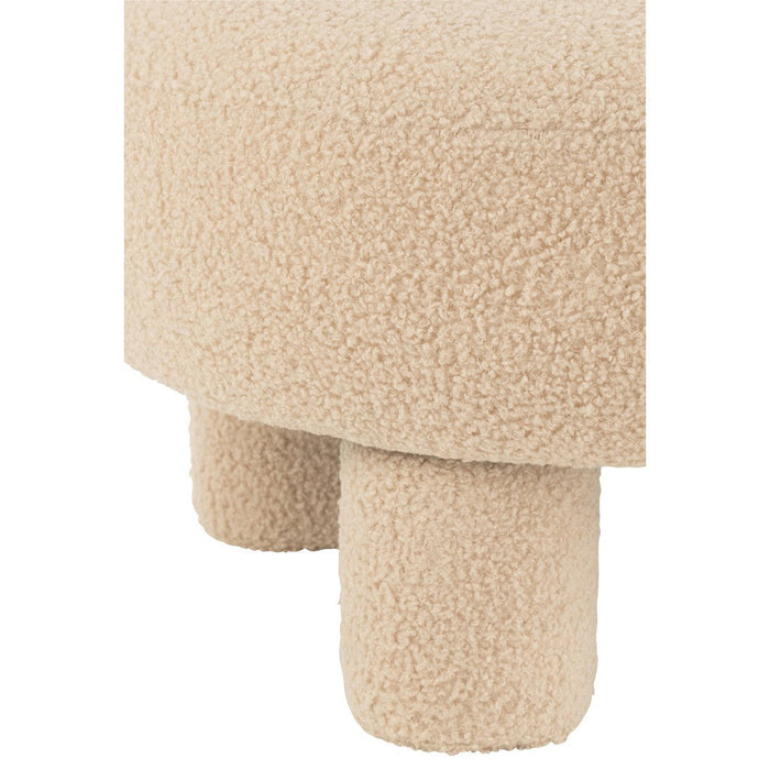 J-Line Kruk Rond met rugleuning bouclé warm beige-Krukken-J-Line