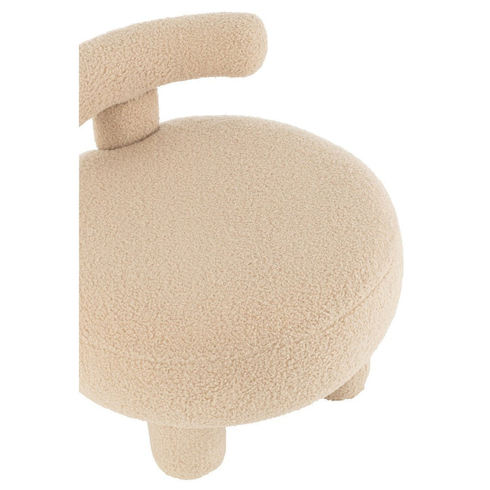 J-Line Kruk Rond met rugleuning bouclé warm beige-Krukken-J-Line