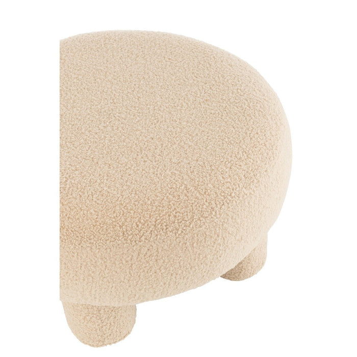 J-Line Kruk Rond teddy voeten bouclé warm beige-Krukken-J-Line