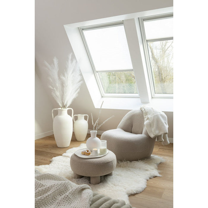 J-Line Kruk Rond teddy voeten bouclé warm beige-Krukken-J-Line
