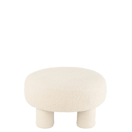 J-Line Kruk Rond teddy voeten bouclé wit-Krukken-J-Line