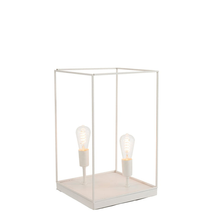 J-Line Lamp 2 lampen rechthoekig frame metaal wit large-Tafellampen-J-Line