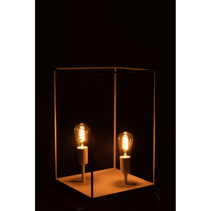 J-Line Lamp 2 lampen rechthoekig frame metaal wit large-Tafellampen-J-Line