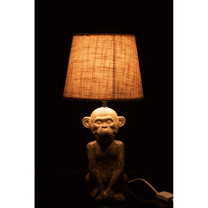 J-Line Lamp Aap cem/tex beige/beige-Tafellampen-J-Line