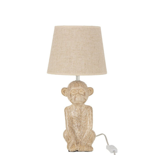J-Line Lamp Aap cem/tex beige/beige-Tafellampen-J-Line