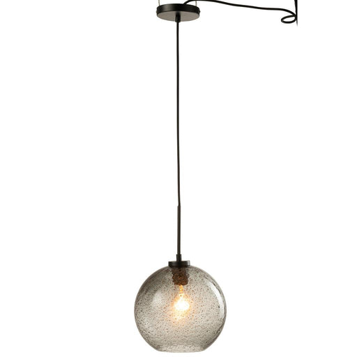 J-Line Lamp Bol spikkel glas grijs large-Hanglampen-J-Line