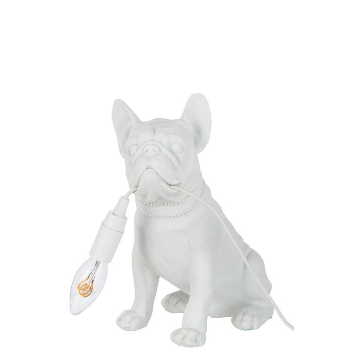 J-Line Lamp Bulldog poly wit-Tafellampen-J-Line