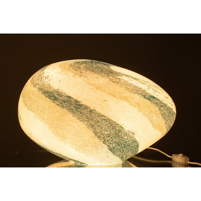 J-Line Lamp Dany strepen ovaal glas blauw-groen-Tafellampen-J-Line