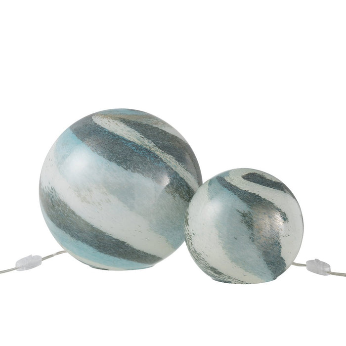 J-Line Lamp Dany strepen rond glas blauw-groen large-Tafellampen-J-Line