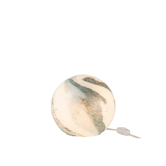 J-Line Lamp Dany strepen rond glas blauw-groen small-Tafellampen-J-Line