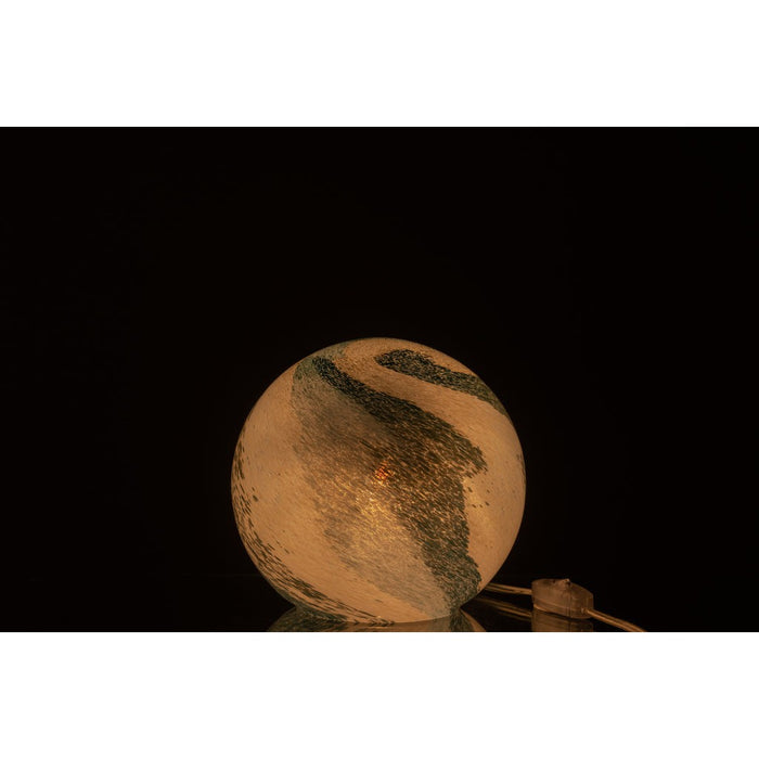 J-Line Lamp Dany strepen rond glas blauw-groen small-Tafellampen-J-Line