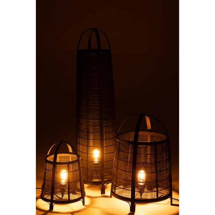 J-Line Lamp Don katoen bamboe zwart-Tafellampen-J-Line