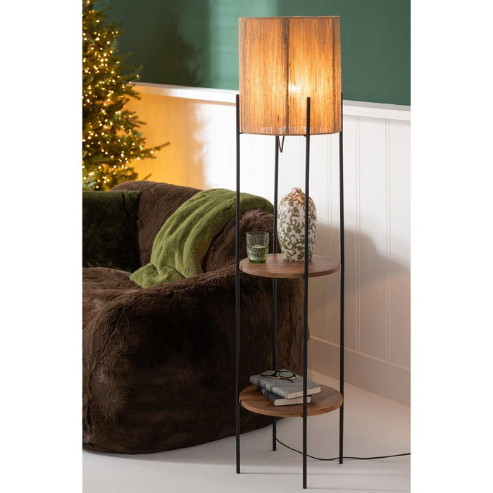 J-Line Lamp Ijzer/mango nat/zwart-Vloerlampen-J-Line