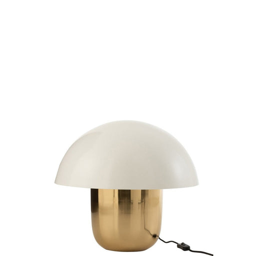 J-Line Lamp Paddenstoel ijzer wit/goud large-Tafellampen-J-Line