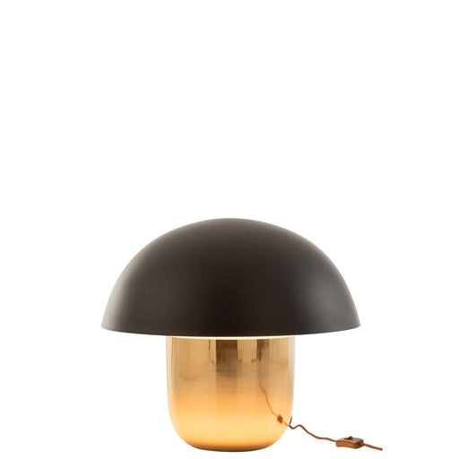 J-Line Lamp Paddenstoel ijzer zwart/goud large-Tafellampen-J-Line