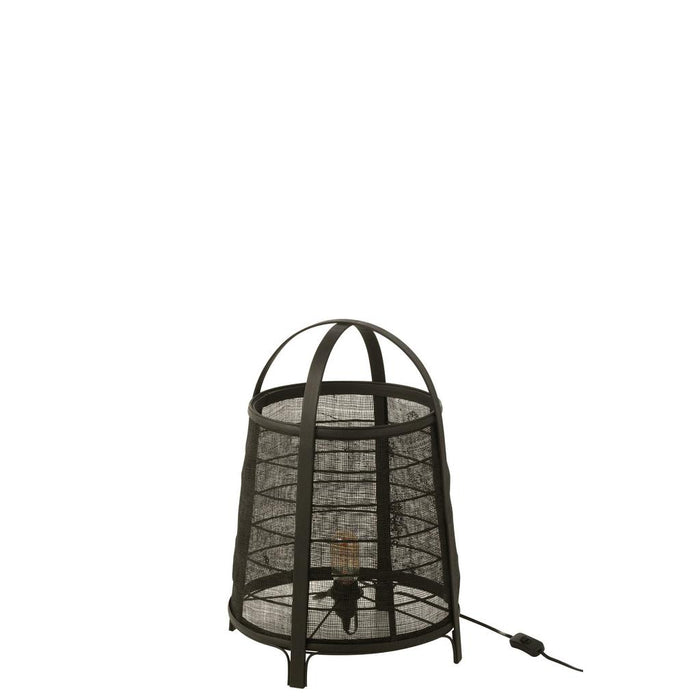 J-Line Lamp Rya katoen/bamboe zwart large-Tafellampen-J-Line