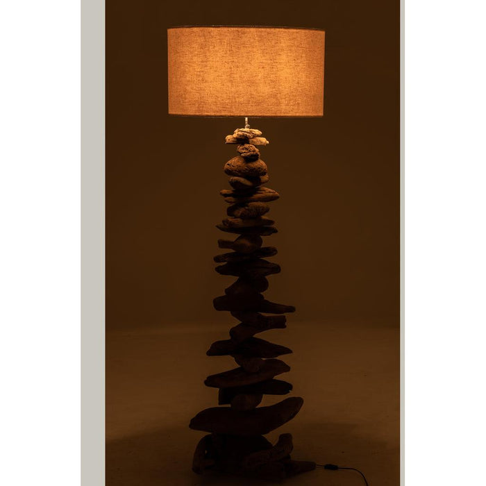 J-Line Lamp+kap Drijfhout naturel/wit large-Vloerlampen-J-Line