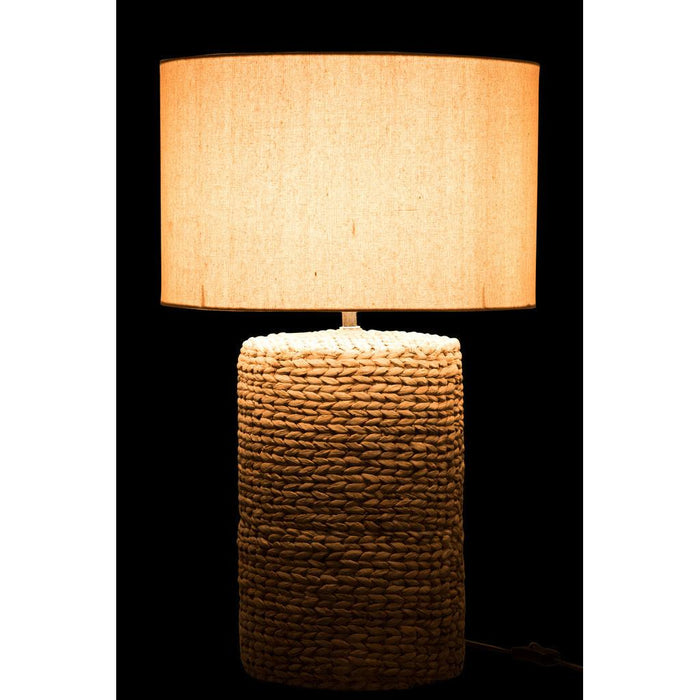 J-Line Lampvoet+kap Dik vlecht beton/katoen naturel l-Tafellampen-J-Line