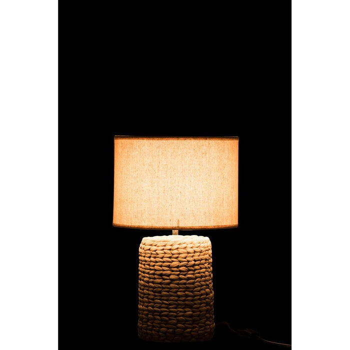 J-Line Lampvoet+kap Dik vlecht beton/katoen naturel s-Tafellampen-J-Line