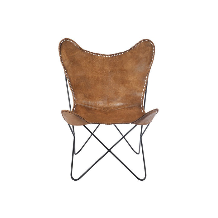 J-Line Lounge Stoel leder/metaal cognac-Fauteuils-J-Line