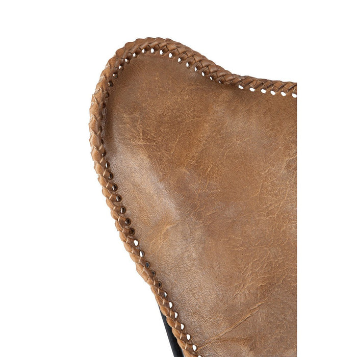 J-Line Lounge Stoel leder/metaal cognac-Fauteuils-J-Line