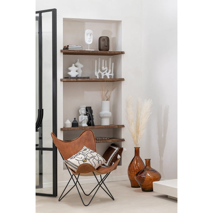 J-Line Lounge Stoel leder/metaal cognac-Fauteuils-J-Line