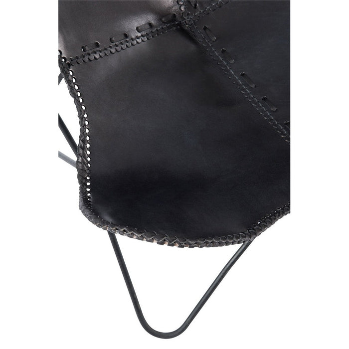 J-Line Lounge Stoel leder/metaal zwart-Fauteuils-J-Line