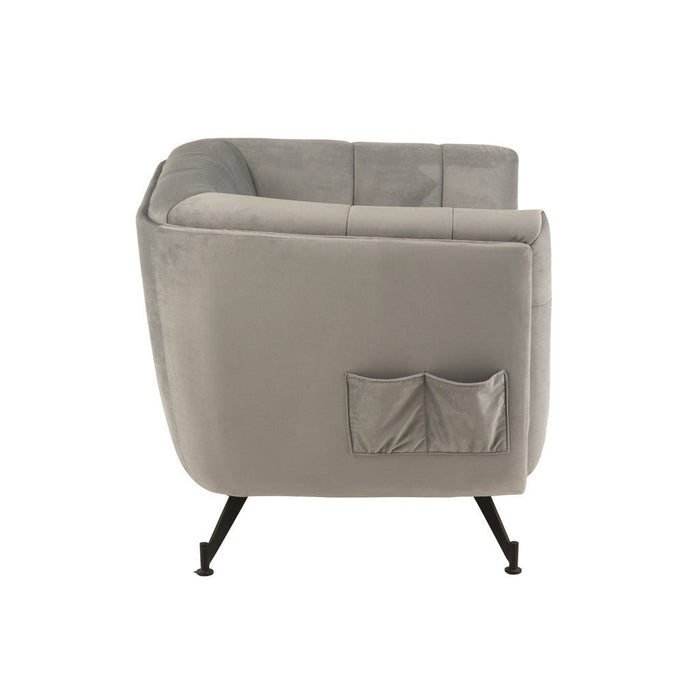 J-Line Lounge Zetel 1-zit textiel/hout/metaal licht grijs-Fauteuils-J-Line