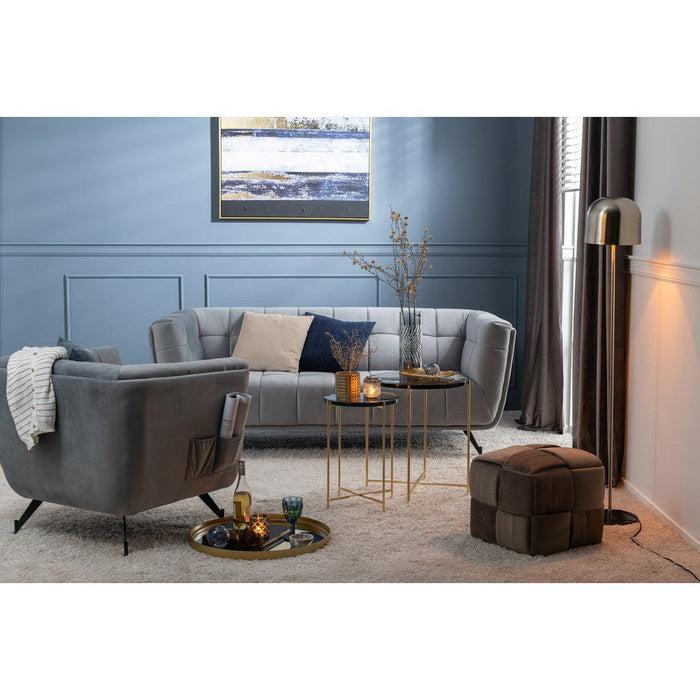 J-Line Lounge Zetel 1-zit textiel/hout/metaal licht grijs-Fauteuils-J-Line