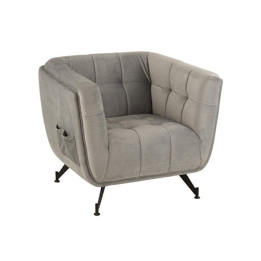 J-Line Lounge Zetel 1-zit textiel/hout/metaal licht grijs-Fauteuils-J-Line