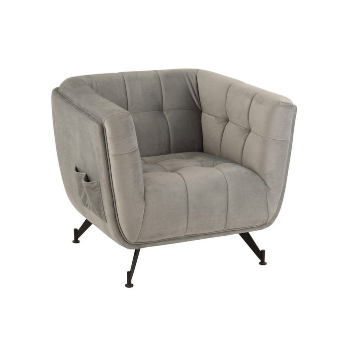 J-Line Lounge Zetel 1-zit textiel/hout/metaal licht grijs-Fauteuils-J-Line