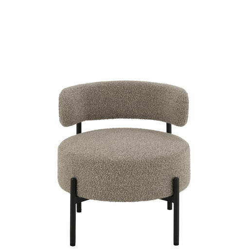 J-Line Loungestoel Boucle multiplex/polyester grijs/zwart-Eetkamerstoelen-J-Line