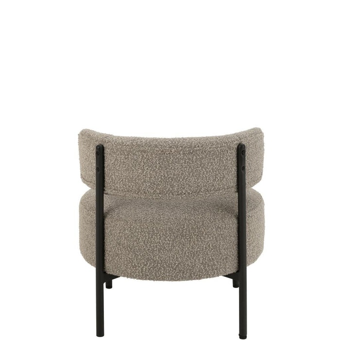 J-Line Loungestoel Boucle multiplex/polyester grijs/zwart-Eetkamerstoelen-J-Line