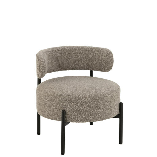 J-Line Loungestoel Boucle multiplex/polyester grijs/zwart-Eetkamerstoelen-J-Line