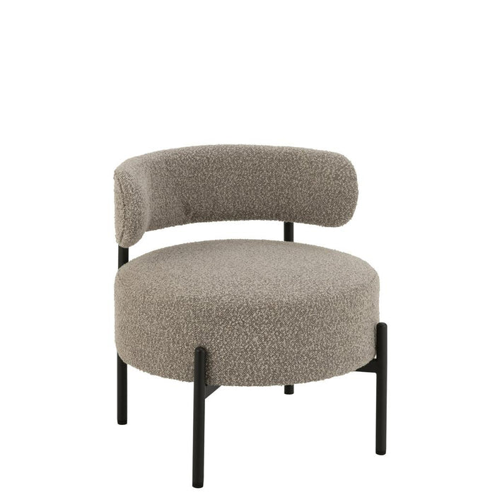 J-Line Loungestoel Boucle multiplex/polyester grijs/zwart-Eetkamerstoelen-J-Line