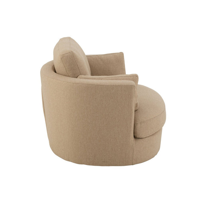 J-Line Loungestoel Swiv hout/textiel beige-Fauteuils-J-Line