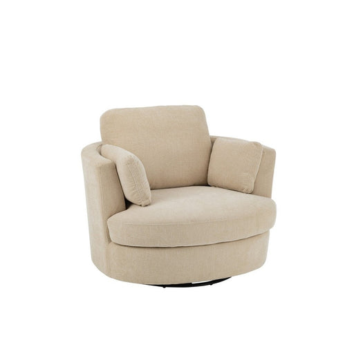 J-Line Loungestoel Swiv populierenhout/schuime beige-Fauteuils-J-Line
