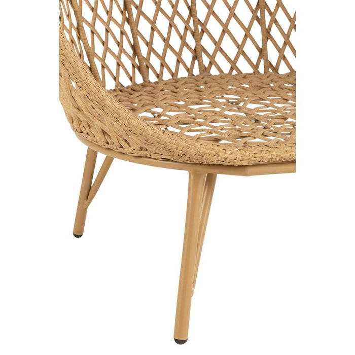 J-Line Loungestoel+kussens eva metaal/riet beige-Fauteuils-J-Line