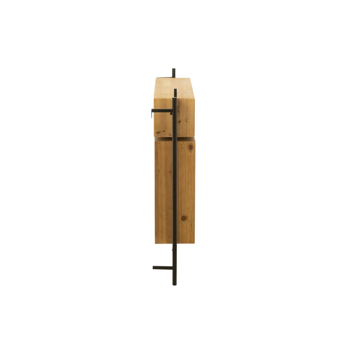 J-Line Muur Kapstok met spiegel tina hout/ijzer zwart/naturel-Kapstokken-J-Line